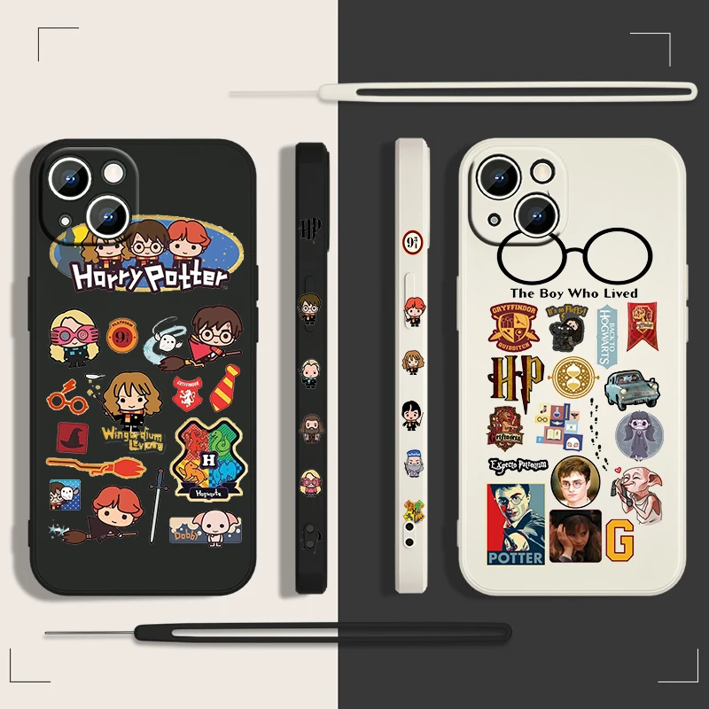 

Magic Potters Harries Boy Phone Case For Apple iPhone 14 13 12 Mini 11 Pro XS MAX XR X 8 7 SE Plus TPU Liquid Left Rope Silicone