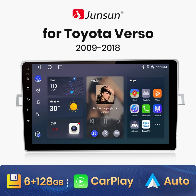 

Автомагнитола Junsun V1 для Toyota Verso R20 2009-2018, 4G, GPS