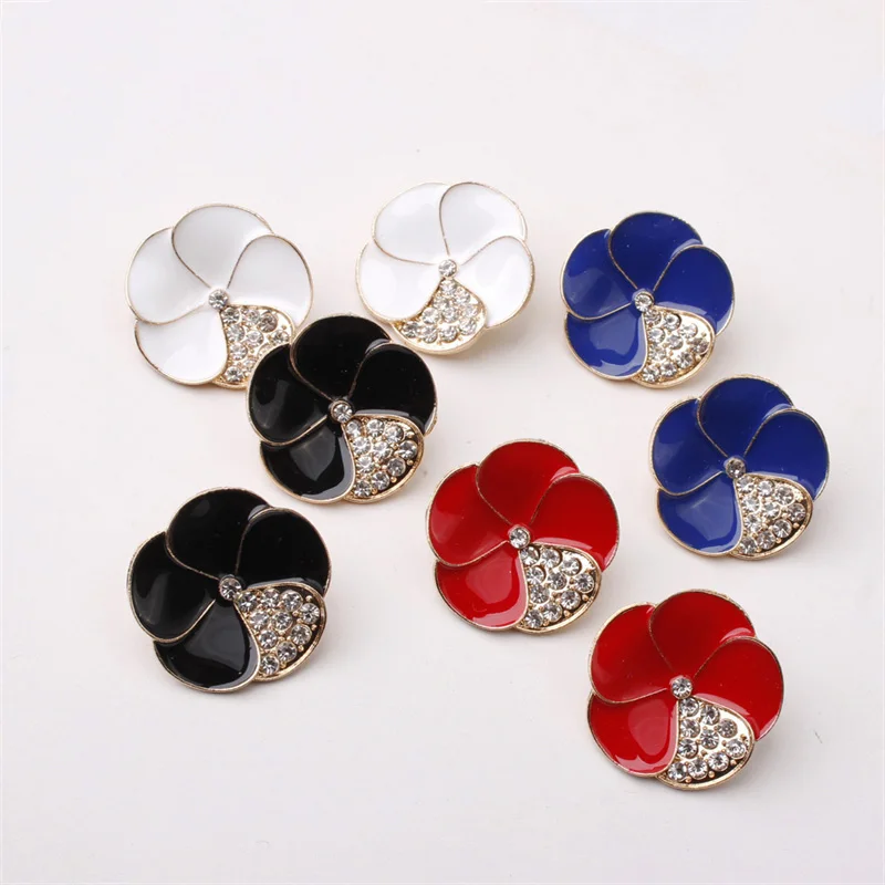 

New European Exaggerated Flower Earrings Rhinestone Glaze Big Floral Women Stud Earrings Creative Boho Earrings for Ladies