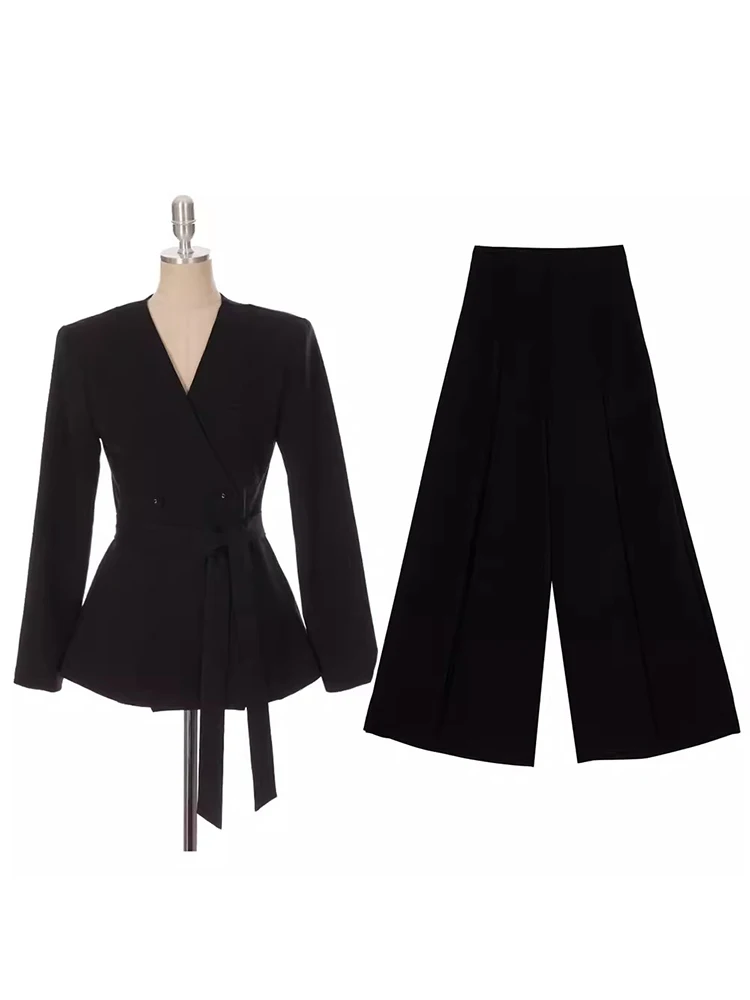 TWOTWINSTYLE однотонный элегантный комплект из двух предметов для женщин v-образный