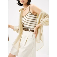 fashion designer summer 3 piece outfit casual summer single breasted zipper fly knee length conjunto femenino