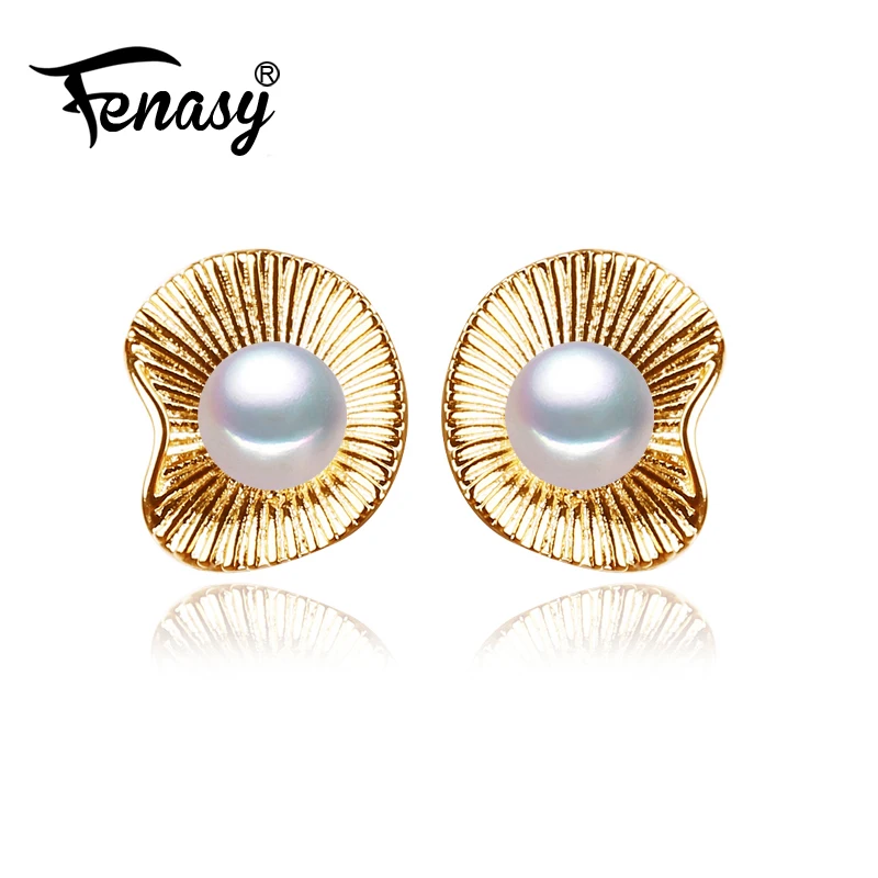

FENASY натуральный пресноводный жемчуг, золотой цвет, Классический круглый Шпилька, богемное украшение для вечеринки