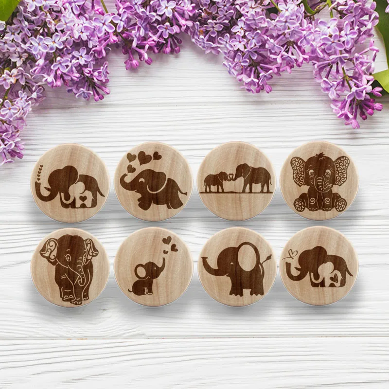 Креативная деревянная ручка XMSJ с гравировкой слона ящик для детской комнаты в