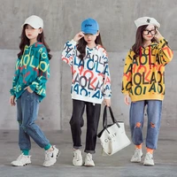 girls hoodies sweatshirts children letter print tops kids long sleeve school costume teenage girls clothing 4 5 6 8 10 12 years