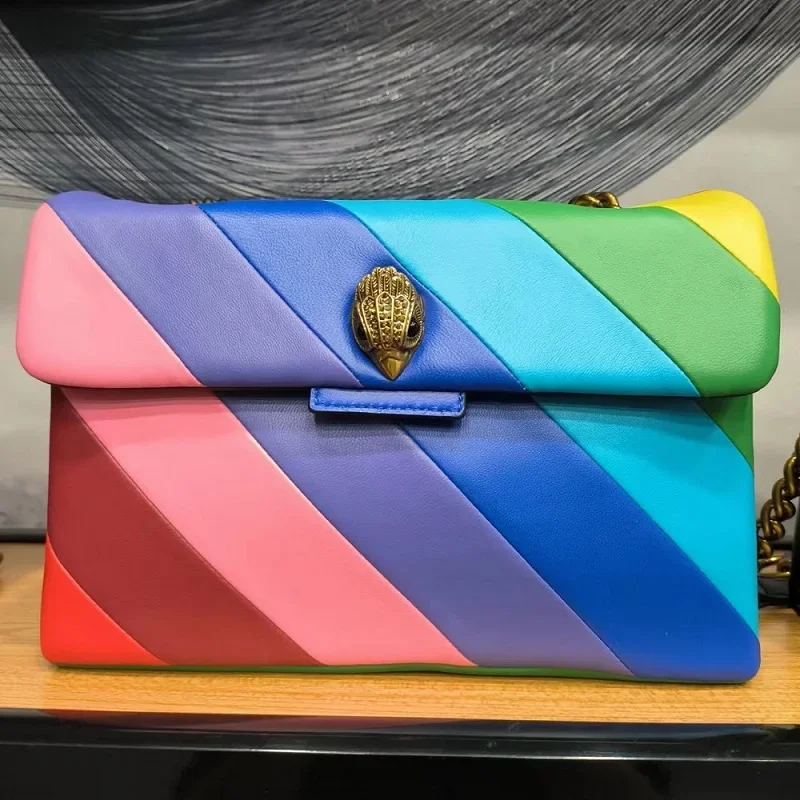 

2023 New Rainbow Bag Genuine Leather Chain Bags London Luxury Design Women Bag One-shoulder Crossbody Large Capacity Handbag