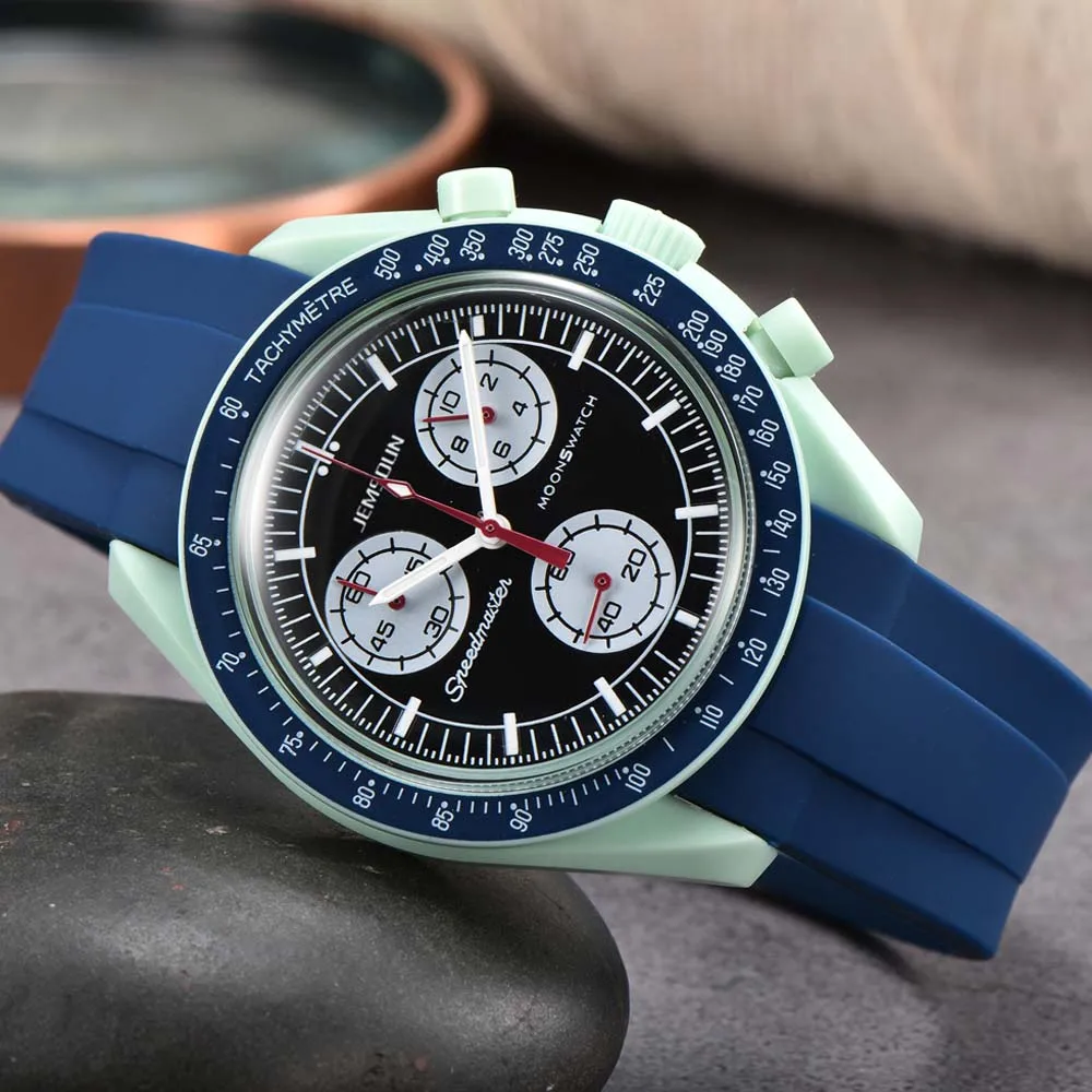 

Cool Original Brand Watch Multifunction Plastic Case Watches For Mens Fashion Chronograph Adhesive Tape Explore Planet AAA Clock