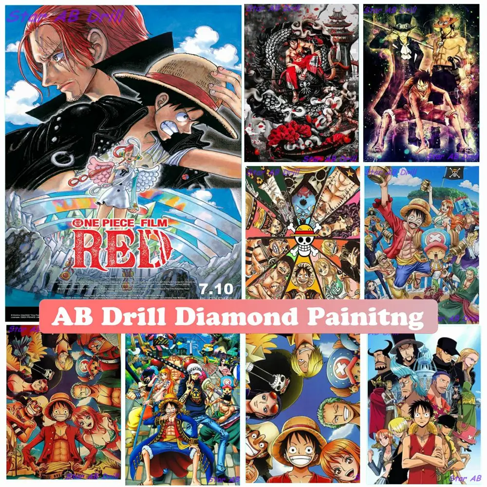

One Piece Monkey D. Luffy 5D Diamond Painting Art Rorona Zorro Anime AB Drill Cross Stitch Rhinestone Mosaic Home Decor Kid Gift