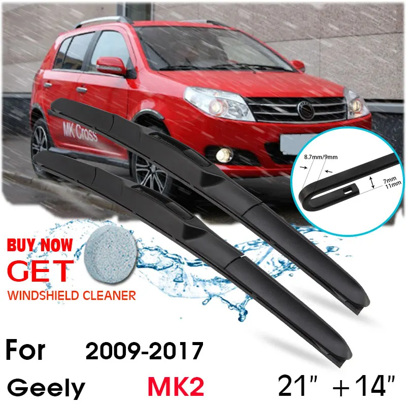 

Car Wiper Blade Front Window Windshield Rubber Silicon Refill Wipers For Geely MK2 2009-2017 LHD / RHD 21"+14" Car Accessories