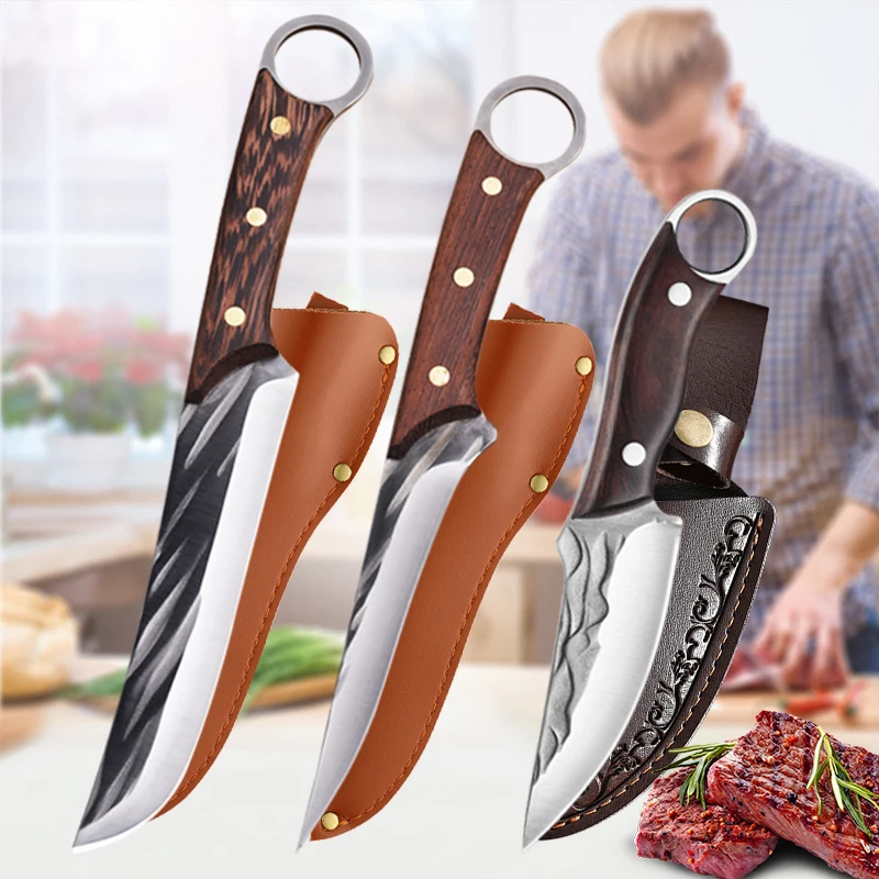 Forged Boning Knife Butcher Knife Kitchen Knife 5cr15 Stainless Steel Household Meat Cleaver Slicing Knife Outdoor Camping Knife