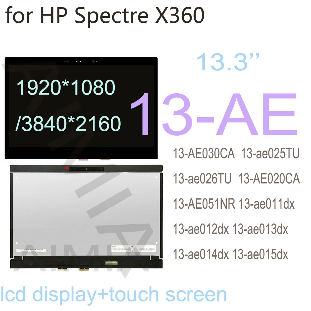 

13.3’’ For HP Spectre X360 13-AE Laptops LCD Touch Screen Assembly M133NVF3 R2 918023-N32 1080P FHD N133HCE-GP2 UHD 30PINS 40pin