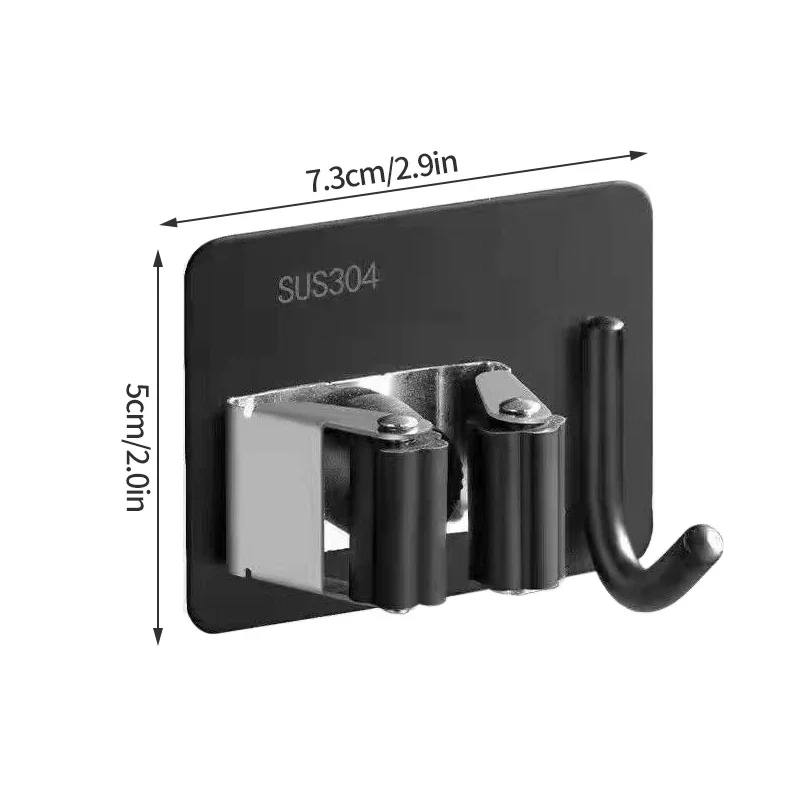 Настенный органайзер для швабры, держатель, крючок для метлы, крючок для хранения из нержавеющей стали, аксессуары для организации кухни и ванной комнаты