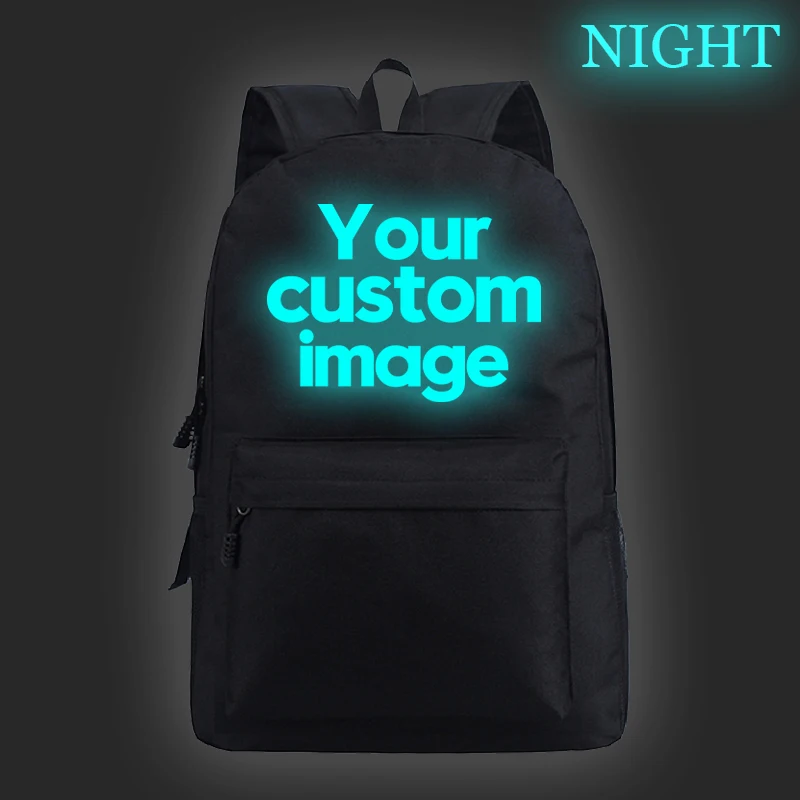 

Custom Laptop Backpack Women Men Customize Your Logo Name Image Travel Leisure Backpacks Luminous Custom School Bag for Teenager