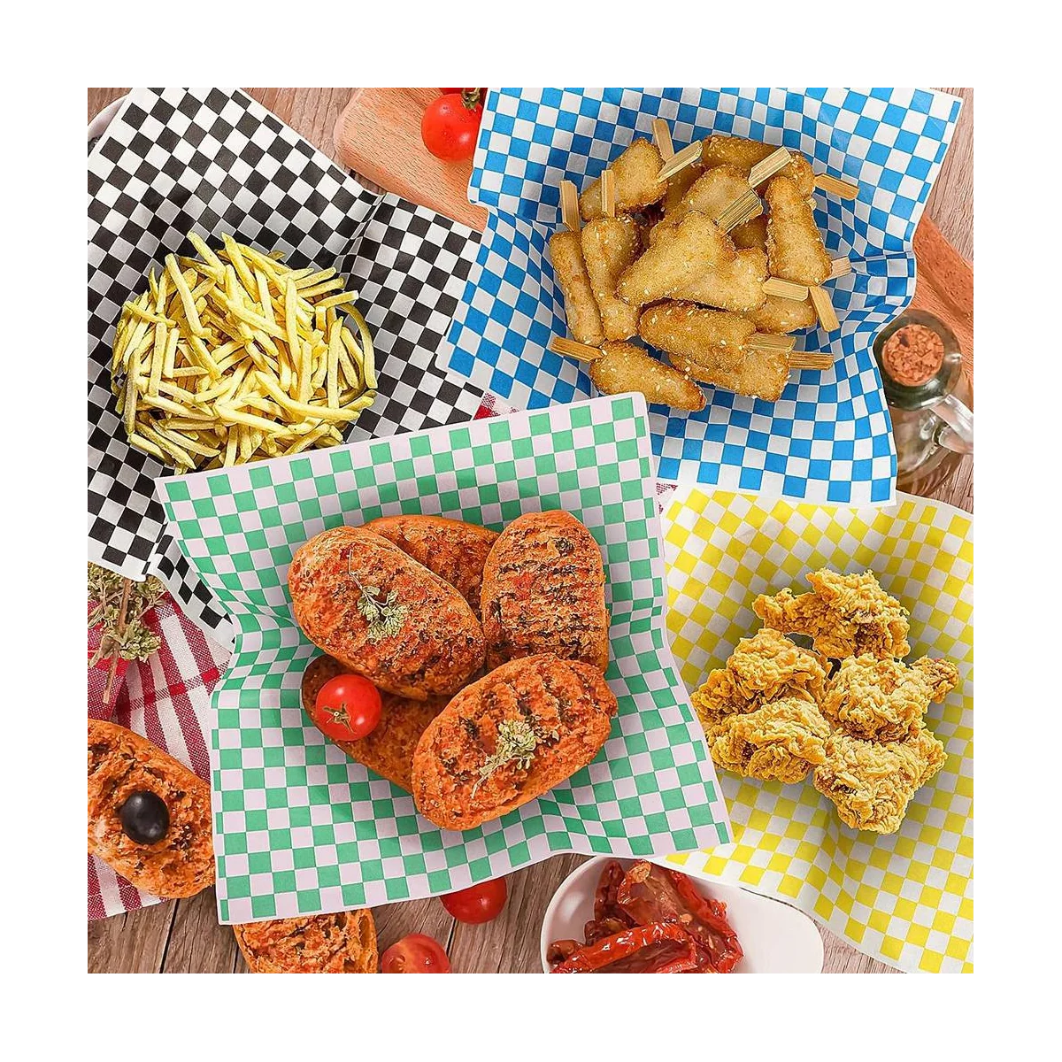 240 шт. клетчатая вощеная бумага сухие бумажные листы обертки для пищевых