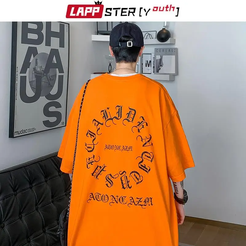 

Футболка LAPPSTER-Youth Y2k в стиле Харадзюку, хлопковая тенниска оверсайз в винтажном стиле с графическим принтом, Японская уличная одежда, топы, л...