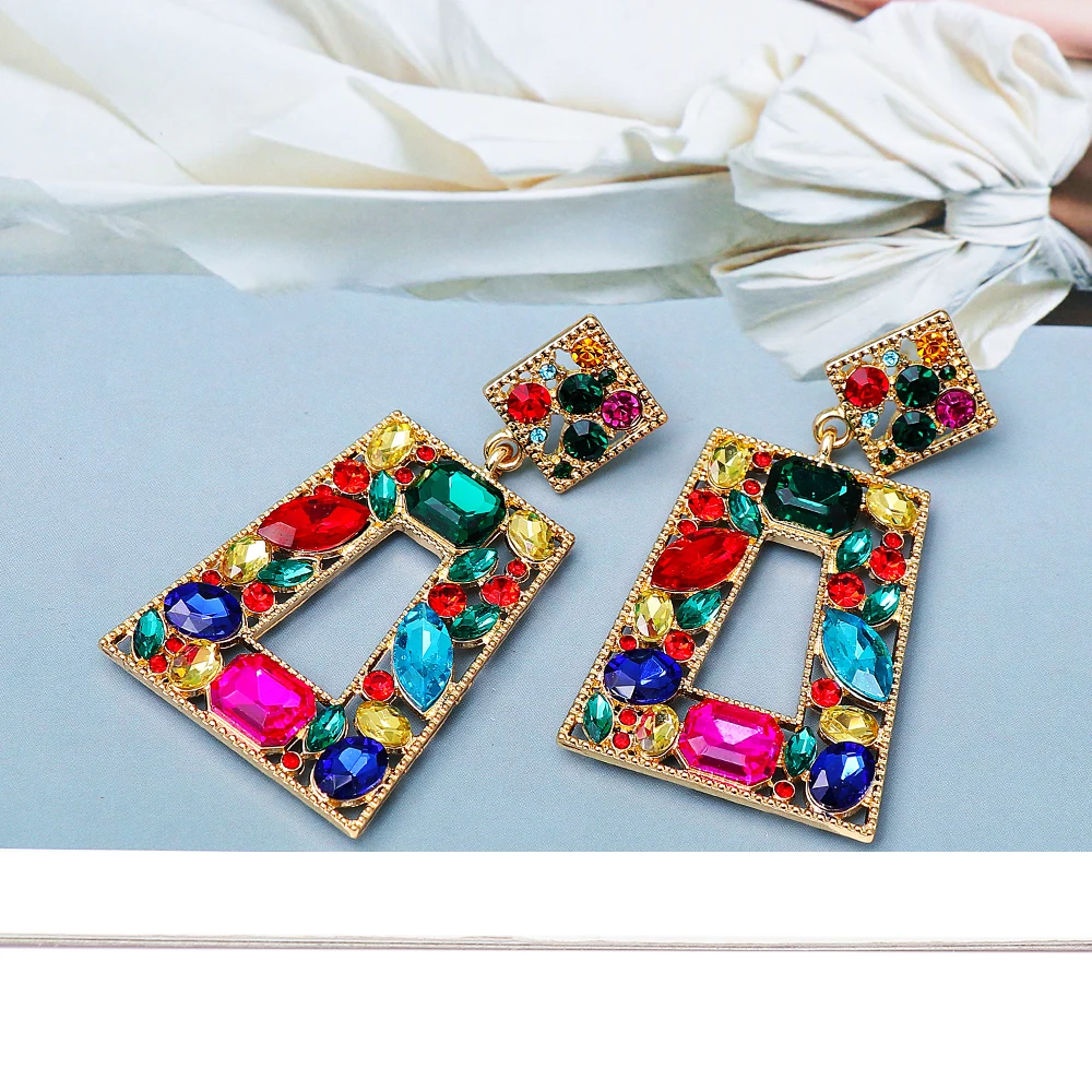 

2022 New Long Rhinestone Dangle Earrings High Quality Crystal Drop Earrings For Women Fashion Jewelry Accessories Gift