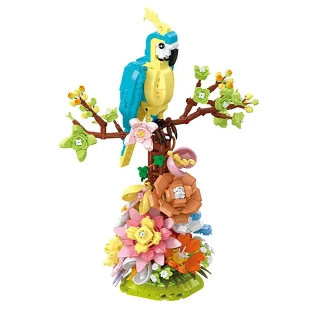 

MOC Creative and Interesting City Animal Parrot Flower Bonsai Brick Home Decoration Ornament Children's Toy Gifts