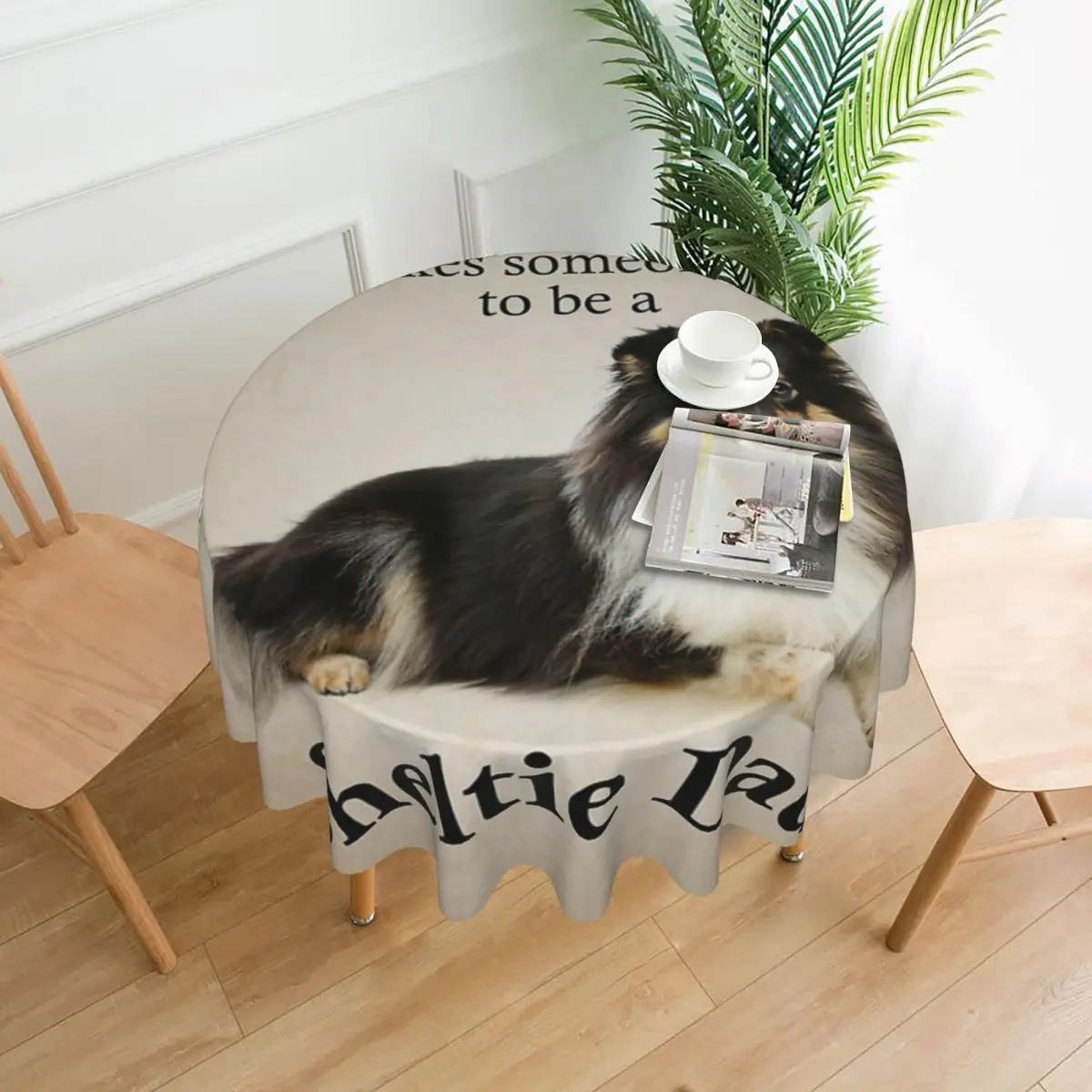 

Трехцветная скатерть Sheltie Dad диаметром 60 дюймов 152 см, устойчивый к морщинам защитный стол для дома и улицы