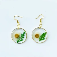 real plant sun flower not dry flower water drop relief pendant earrings fashion female ear accessories new in 2020