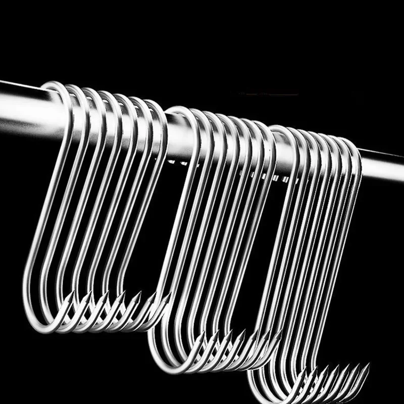 

20pcs S-shaped Hook Multi-function Stainless Steel Kitchen Tool Meat Roast Duck Hanger Hanging Organizer Barbecue Tools 12.5x5CM