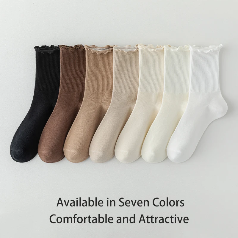7 пар женские хлопковые носки с черными грибковыми краями