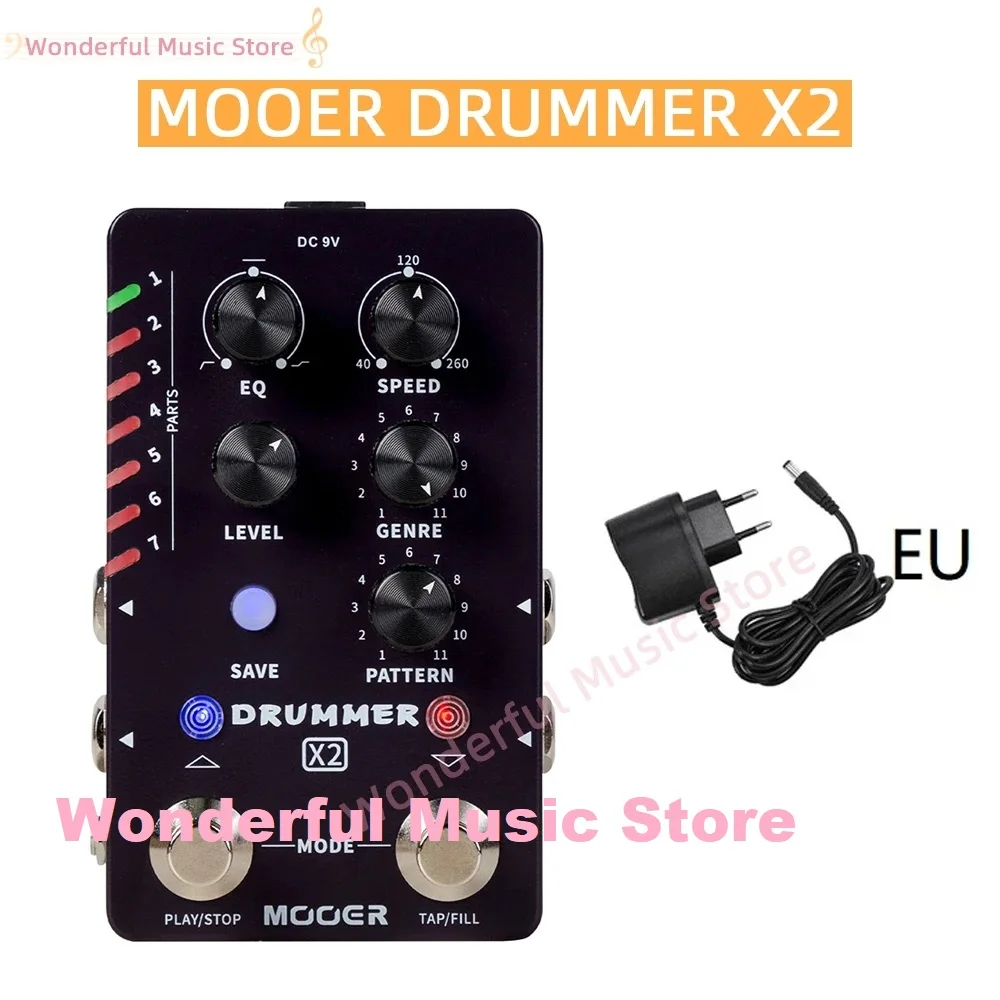 Mooer барабанная X2 электрическая гитара стерео барабанная машина эффект поддерживает заполнение сегмента плюс цветок EQ компенсация тона регулировка