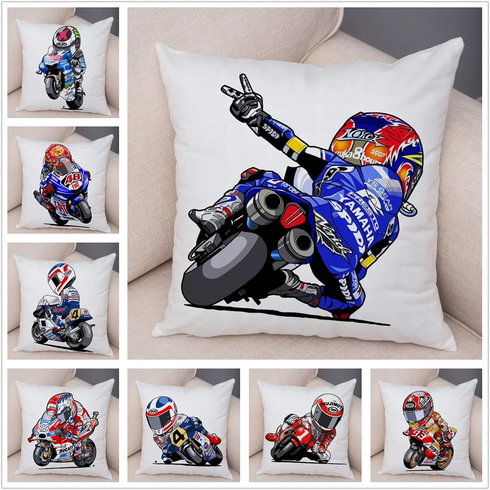 

dos desenhos animados do esporte da motocicleta capa almofada da bicicleta móvel travesseiro capas para o sofá casa fronha