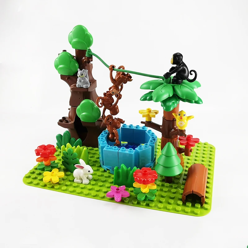 Крупные строительные блоки: обезьяна рыбалка луна лес серия растений кролик