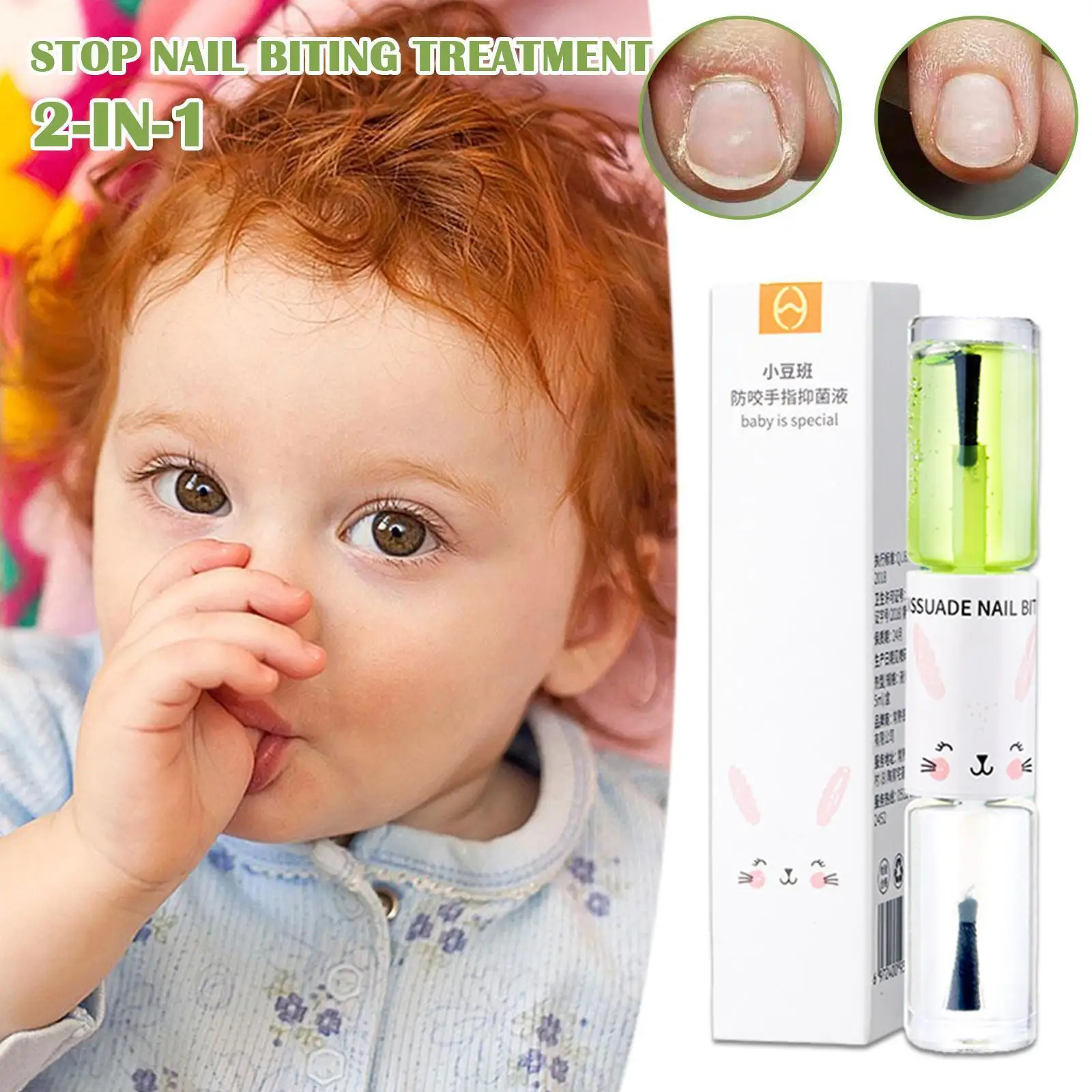 

2 In 1 Children's Bitter Armour Water Anti-bite Nourishing Nail Care Lotion Stop Nail Biting Sucking Thumb Treatment Oil Fo G0g8