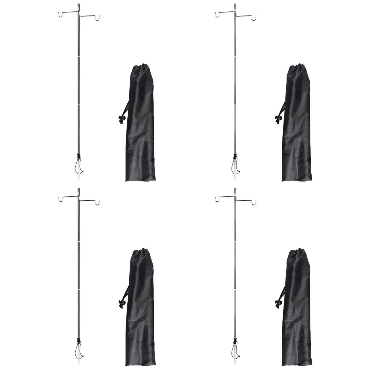 

4 Sets Camping Lamp Pole Lamp Stand Table Ground Dual Use Lantern Hanger for Camping