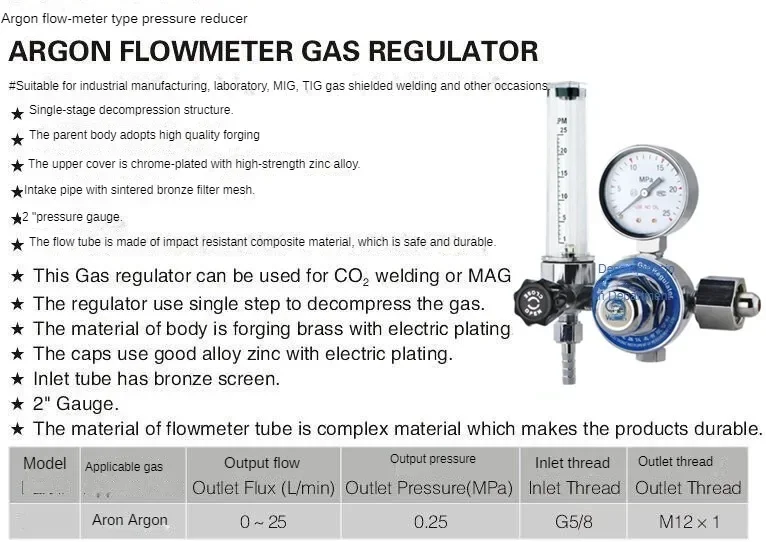 WX-55X AR Аргоновый редуктор Манометр 12MPA G5/8