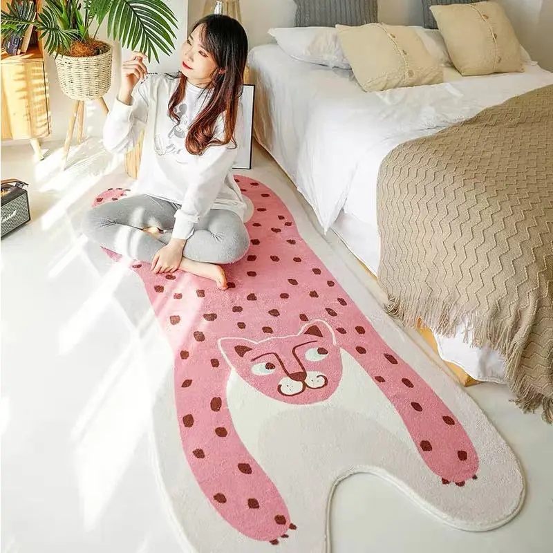 

Irregular Plush Carpet Girls Bedroom Lovely Cartoon Animals Leopard Tiger New Year Home Decor Creative Multi Size Anti Skid Mats