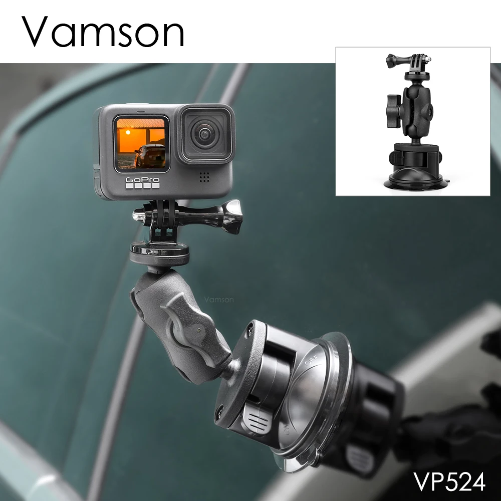 

Vamson for GoPro 10 9 Mobile Phone Car Bracket Glass Suction cup Action Camera Sport Mount for Insta360 Yi 4K camera Accessories