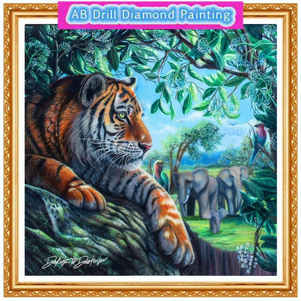 

Алмазная живопись AB Drill с изображением тигра и дерева, картина с животными 5d, Diy искусство, мозаика, вышивка крестиком, наборы для вышивки, новый год, подарок 2023