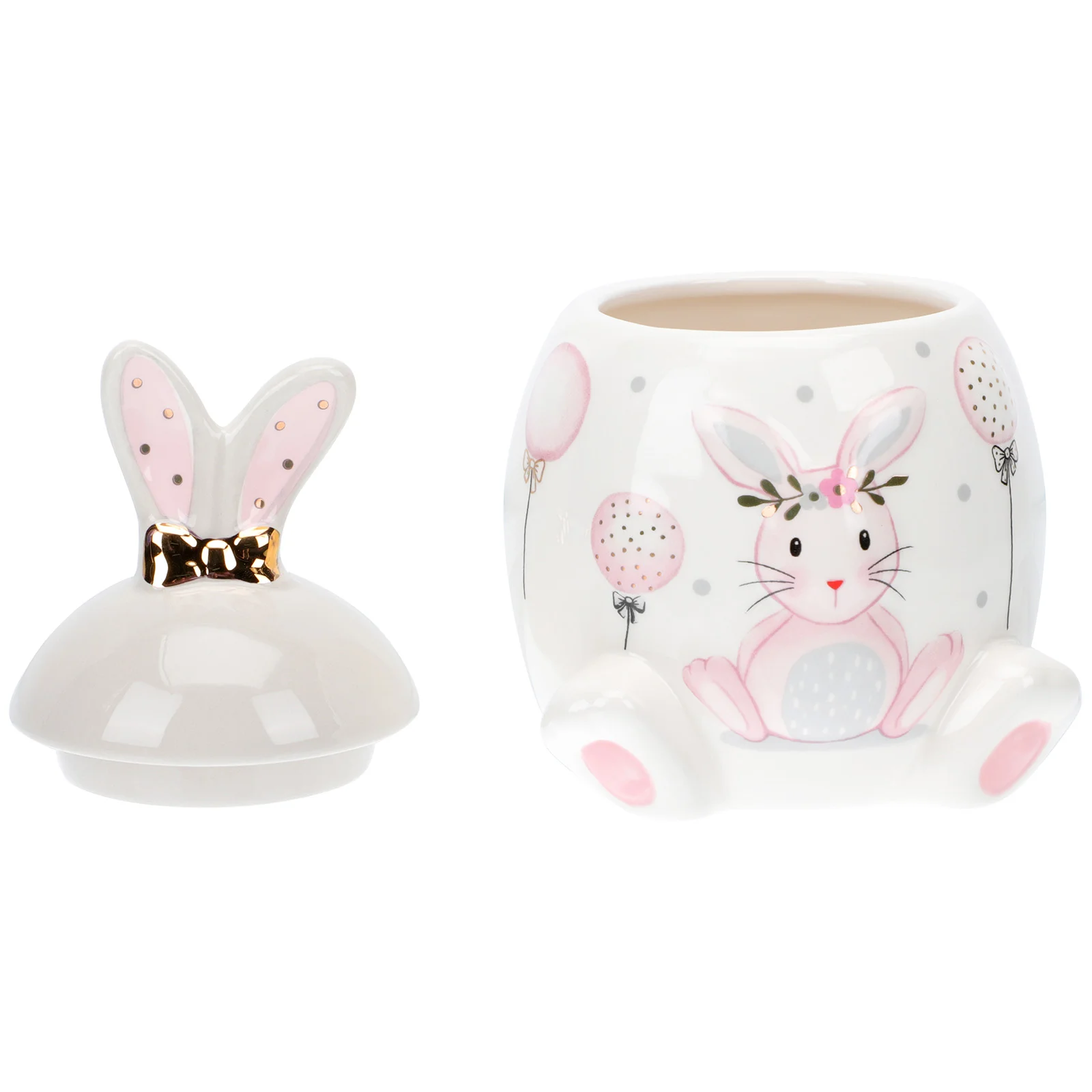 

Jar Ceramic Canister Storage Easter Bunny Rabbit Tea Cookie Box Candysnack Shaped Container Leaf Lid Jars Coffeesugar Dish Lids