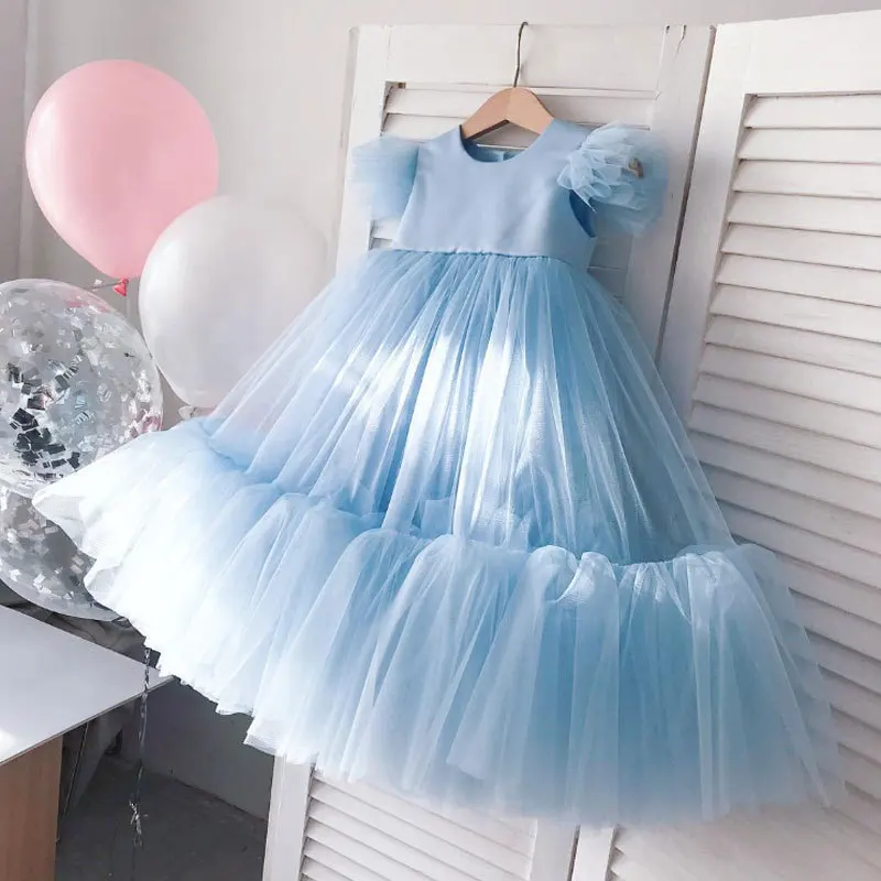 

Новая модная детская искусственная детская одежда для дня рождения для девочек принцессы Детское свадебное платье для выступления ПУШИСТЫЕ платья