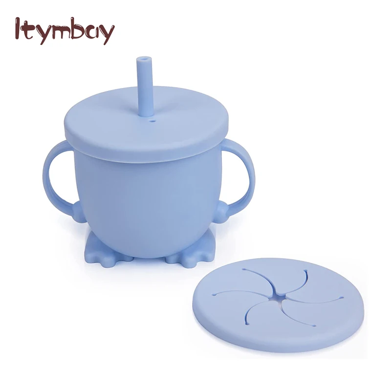 

1Pcs Baby Silicone Sippy Cups Toddler Feeding Straw Cups Baby Learning Drinkware Spill Proof Food Container For Toddlers & Kids
