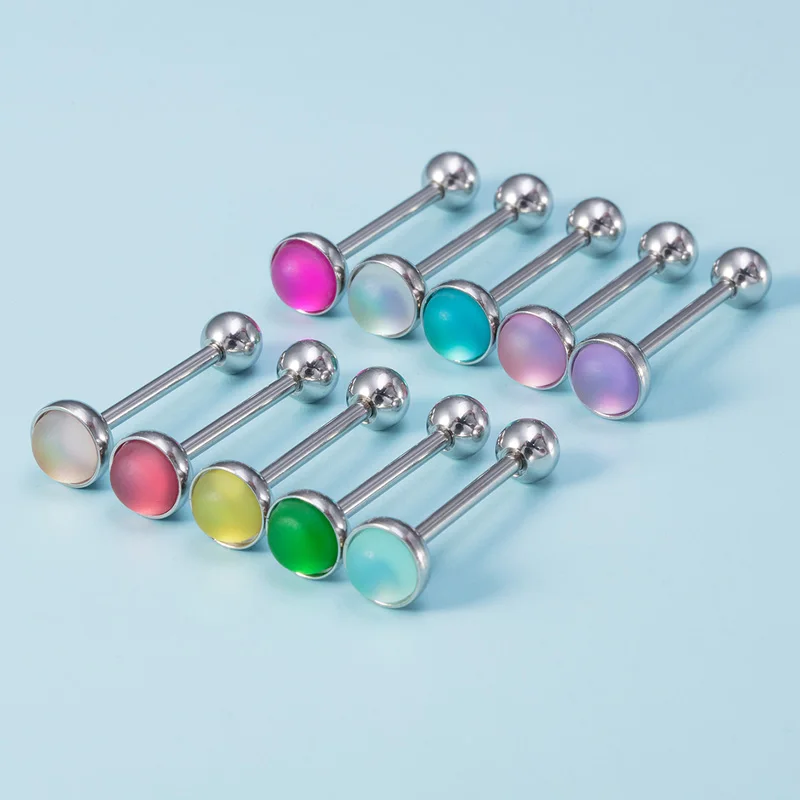 

1pc Colorful Acrylic Tongue Piercing Ring Matte Tongue Barbell Stainless Steel Tongue Stud Bar Women Men Sexy Body Jewelry 14G