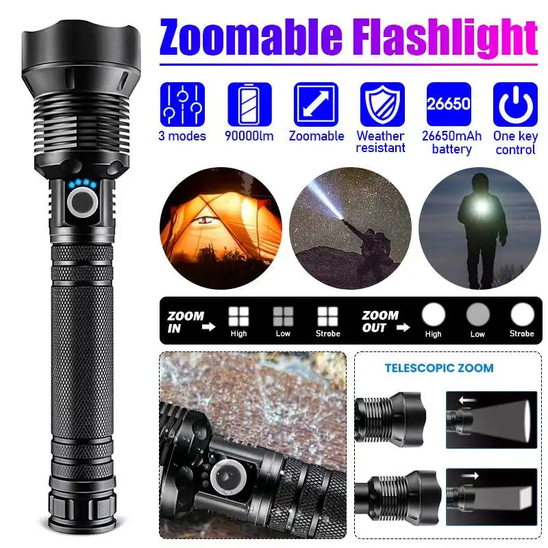 

Светодиодный фонарь дальнего действия XHP 70 IPX5, светодиодный точесветильник светильник, перезаряжаемый светильник онарь, уличный Рабочий фо...