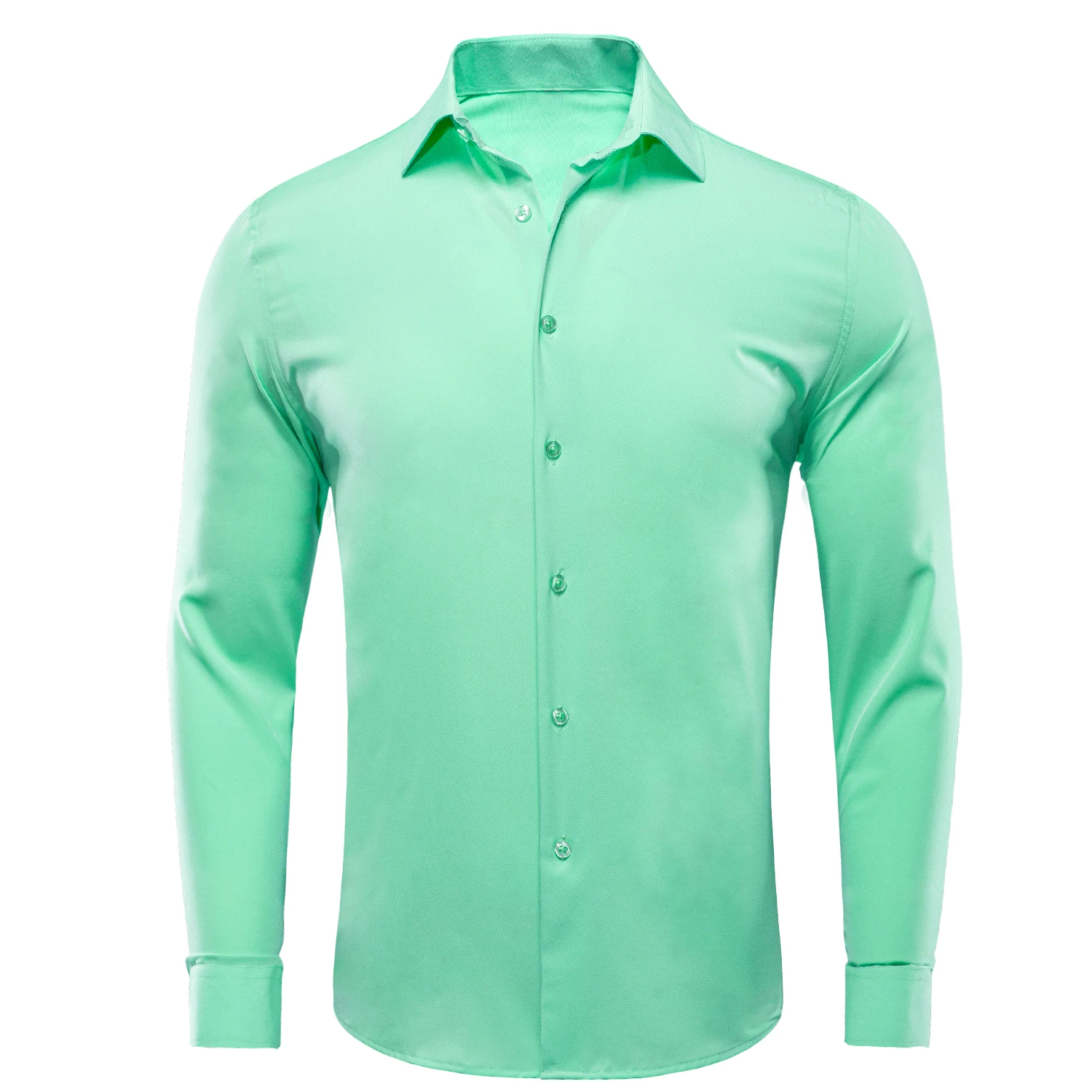 Hi-Tie Jacquard Silk Mens Shirts Long Sleeve Slim Lapel Dress Suit Shirt Casual Blouse Yellow Blue Mint Pink Purple Green Brown