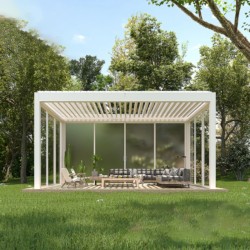 

Outdoor electric flip aluminum alloy shutter cooling pavilion courtyard sunlight room garden landscape starry sky room sunshade