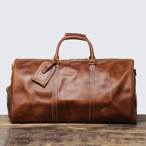 Мужская сумка из воловьей кожи дорожная сумка в деловом стиле Crazy Horse, вместительная Портативная сумка для путешествий, кожаная сумка через плечо