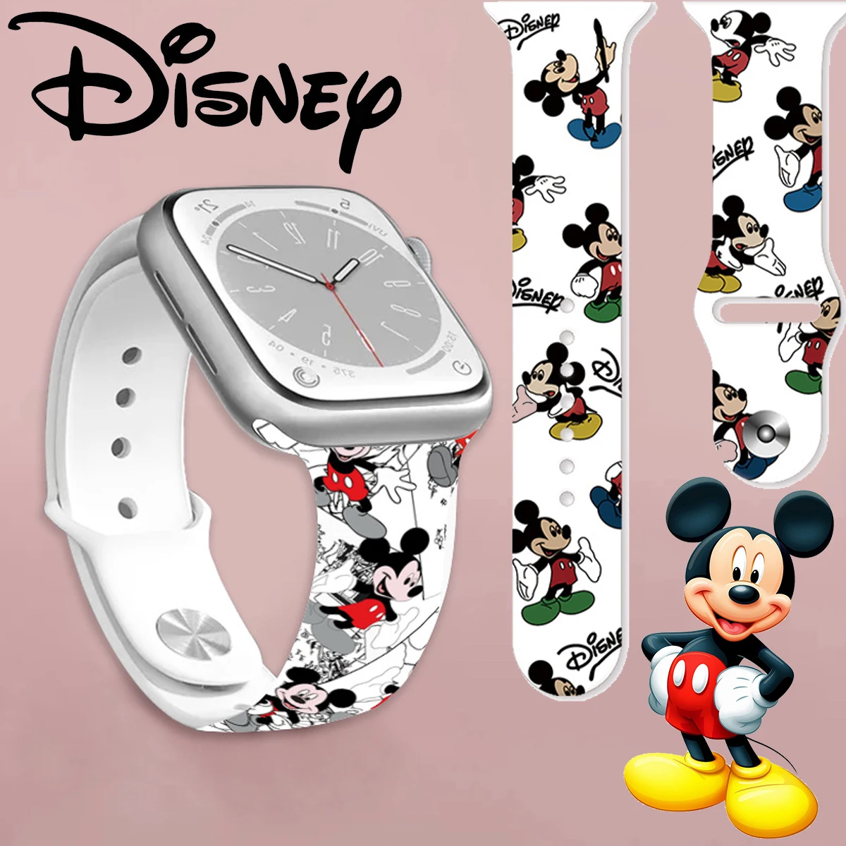 

Disney Mickey Minnie Strap for Apple Watch Band 44mm 40mm 45mm 41mm 38mm 42mm Silicone Solo Loop Bracelet IWatch 8 Ultra 7 6 5 3