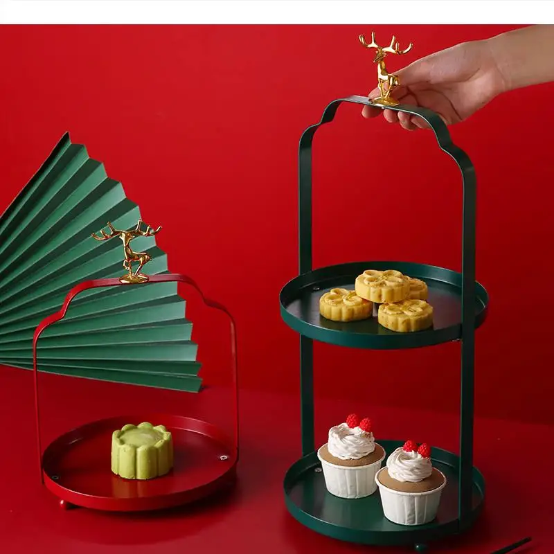 

Metal Cake Stand Double Layer Cake Pan Wedding Dessert Table Display Stand Wrought Iron Decorative Frame Snacks Dessert Plate