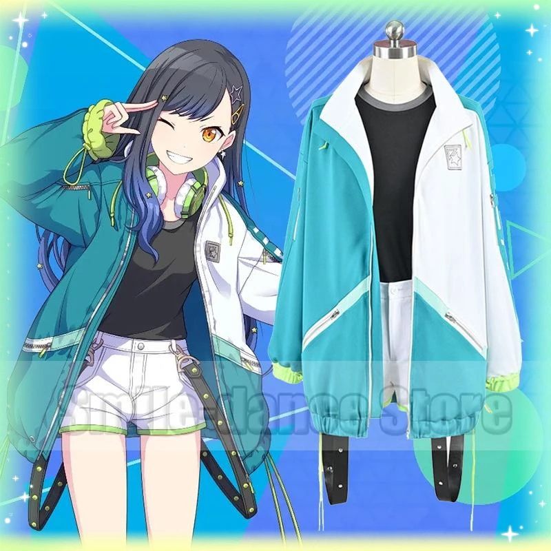 

Anime Project Sekai Colorful Stage! Feat Shiraishi An Cosplay Costume Clothing Jacket Shirt Headset Star Hair Clips Halloween
