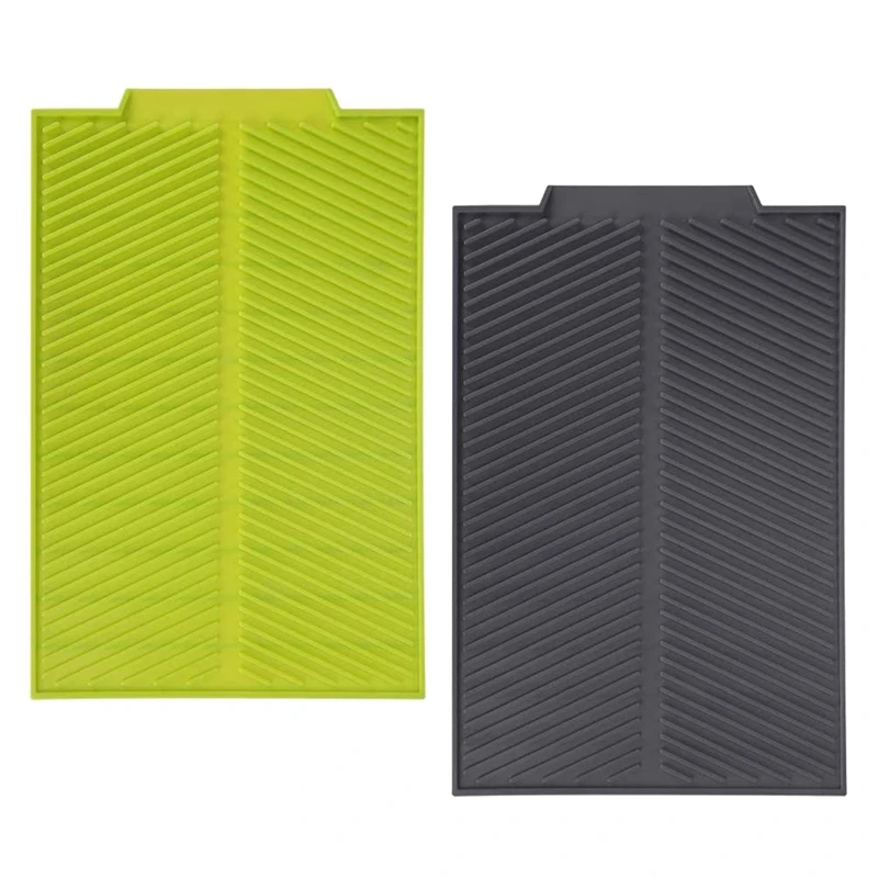 

2 Pcs Rectangle Silicone Heat Resistant Slip-Proof Drain Mat Drying Dishes Pad Set For Kitchen Dish Mat Draining