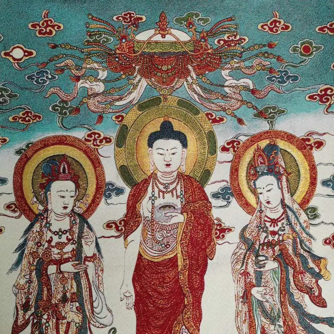 Фото Китайская буддийская ткань, шелковая ткань Tathagata Buddha Guangyin Kwanyin Tangka Thangka 26548 №4