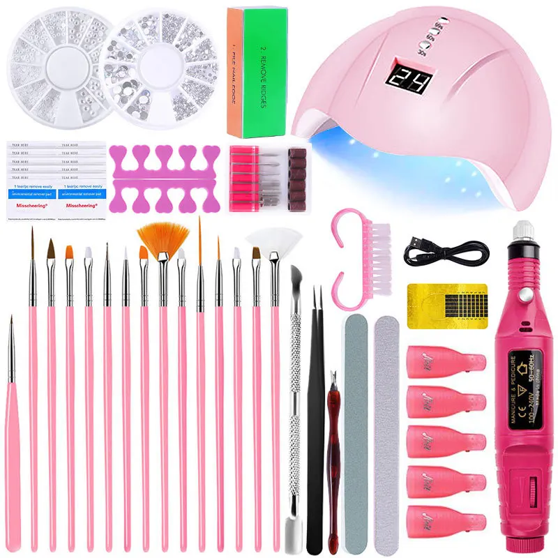 

Nail Set with Nail Lamp Manicure Set UV Polish Gel Nail Kit Tool Set with Nail Files Nail Drill Machine