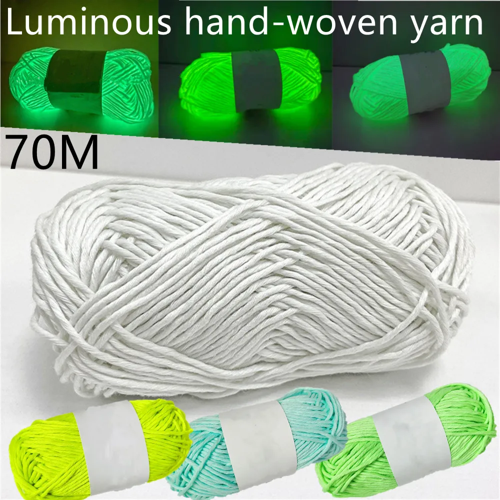 

70M/Roll Luminous Yarn Novel Functional Glow In The Dark Polyester Chunky Yarn Hand Knitting Carpet Sweater Hat Sewing Accessory