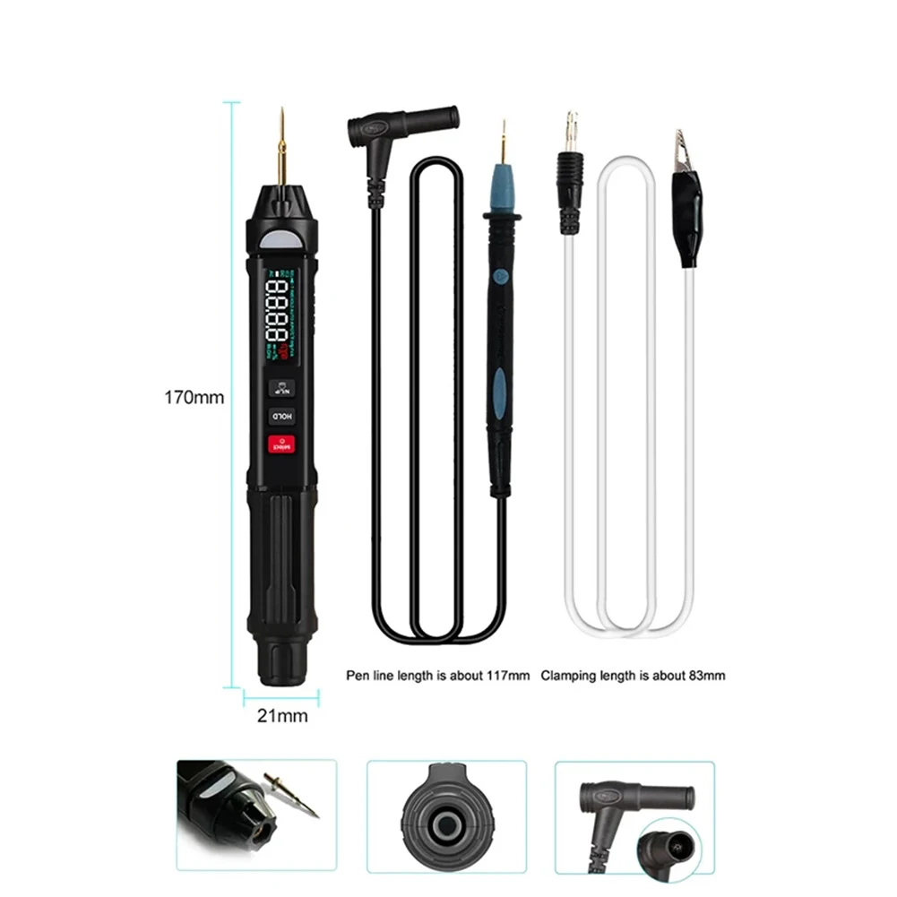 

DT-01 Smart Pen Type Multimeter LCD Display Alligator Clip Wire Auto Digital High Precision Non-Contact Tester For Home Repairs