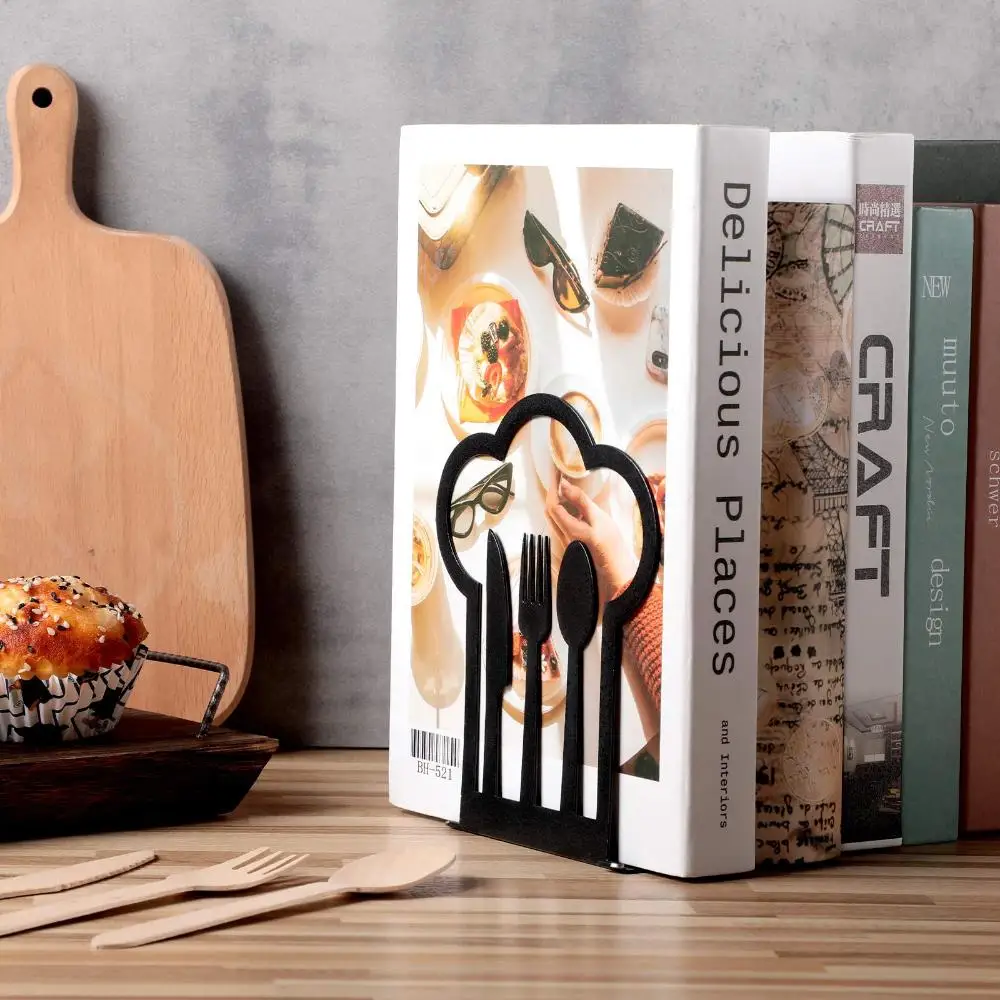 

Heavy Books Book Shelf Holder Home Decorative Bookends For Shelves Spoon Metal Book Ends Kitchen Cookbook Bookends